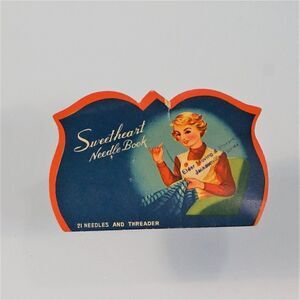 Vintage Sweetheart Needle Book Nickel Plated Rust Proof Threader Made In Japan